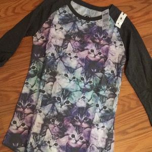 Fun Cat Baseball Tee NWT